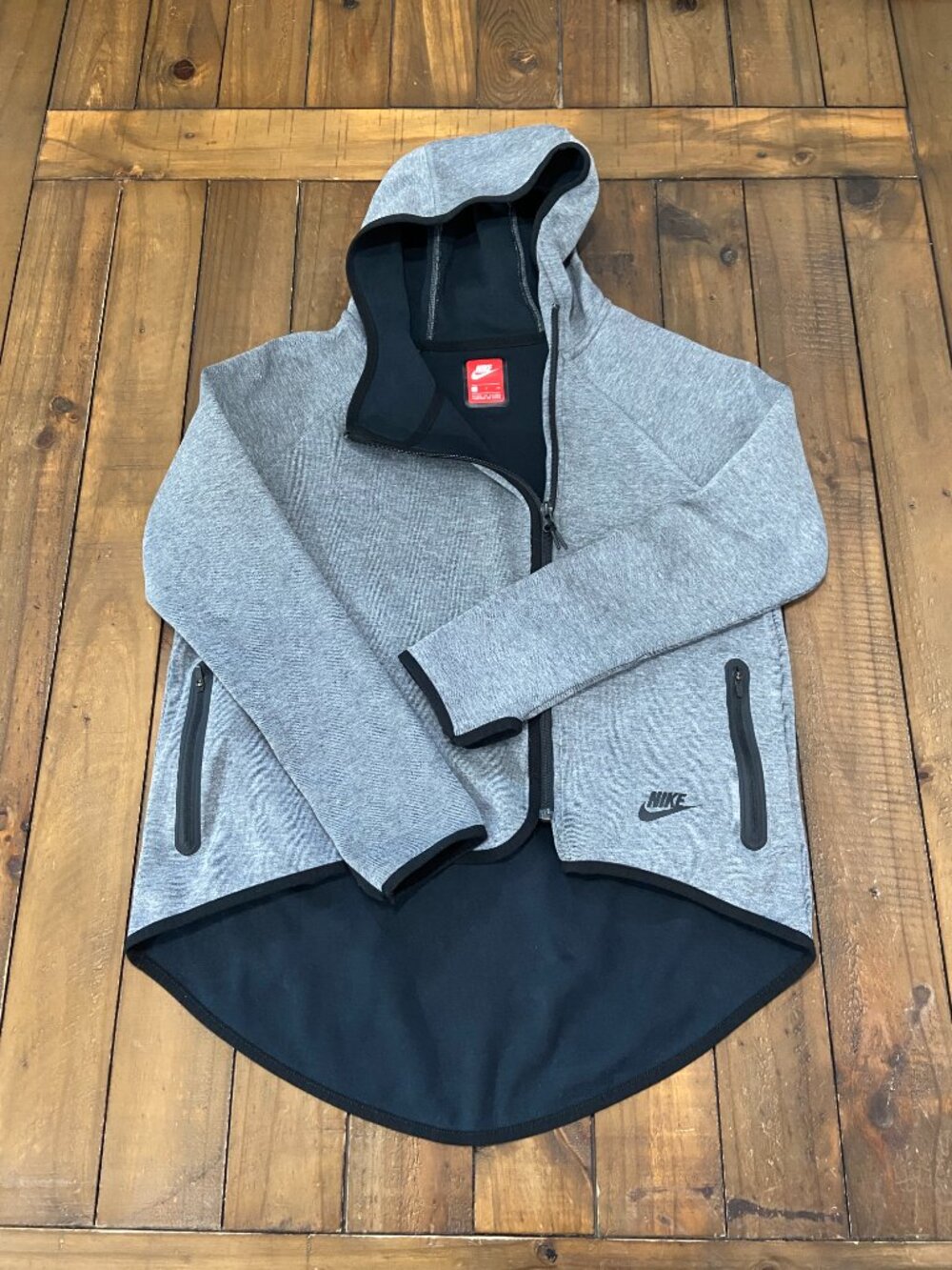 Nike Tech Fleece Asymmetric Full Zip Cape Hoodie Gray Size Small